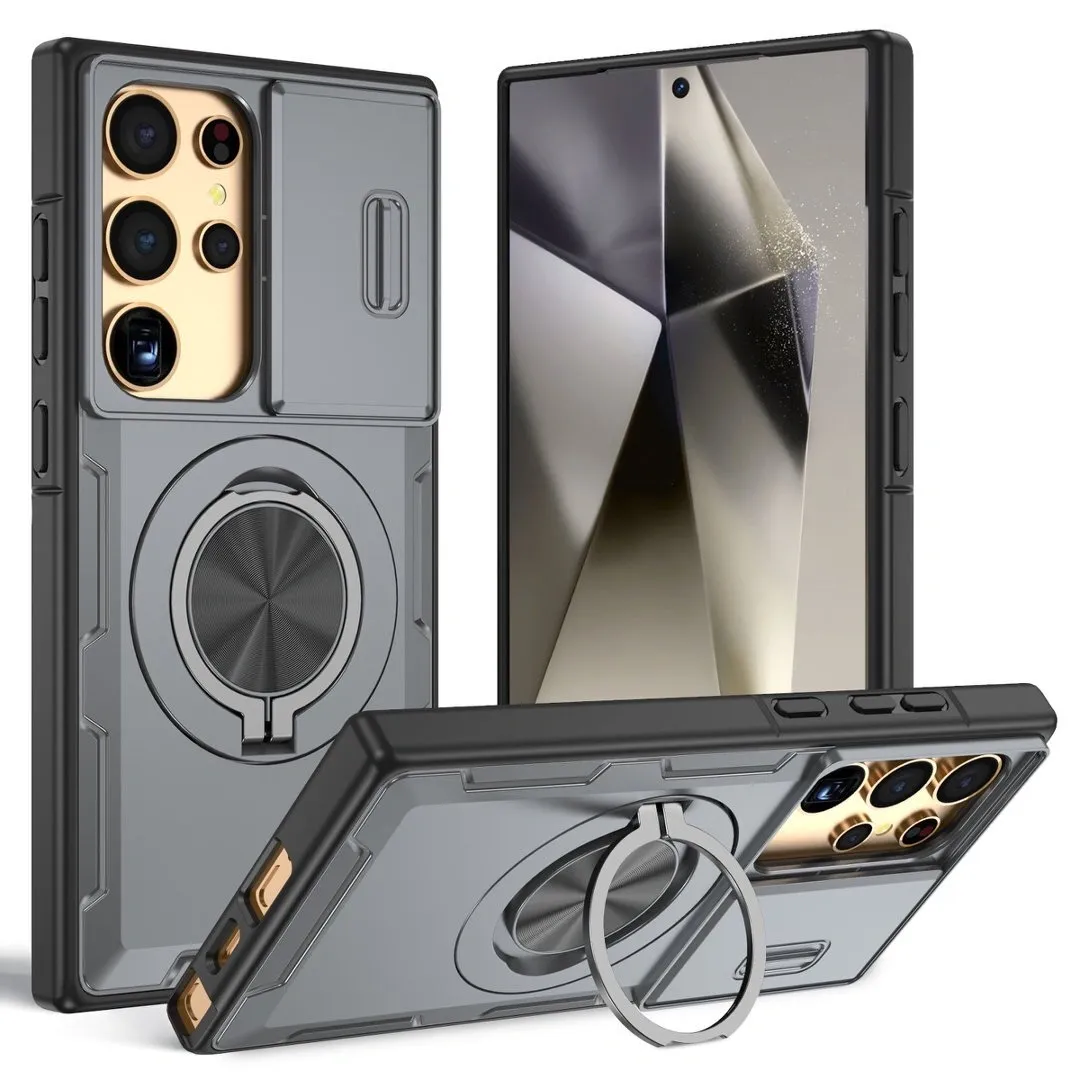 2-in-1 Magnetic Sliding Lens Case, Grey for Samsung S24Ultra - Image 1