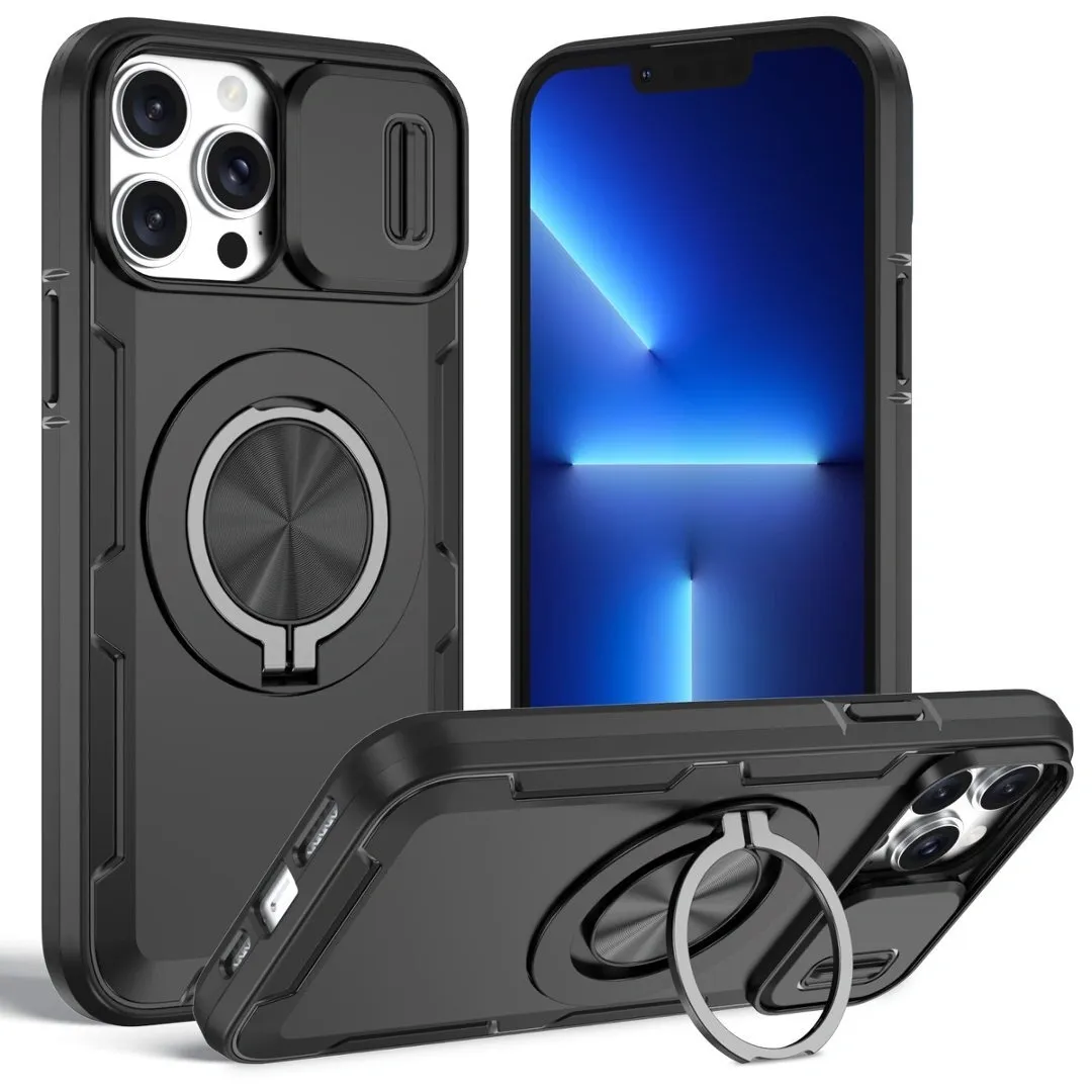 2-in-1 Magnetic Sliding Lens Case, Black for iPhone 13 - Image 1