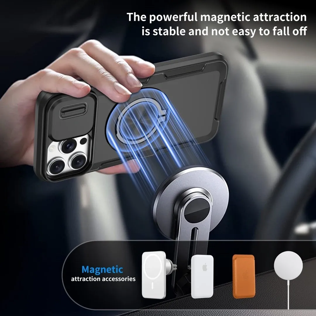 2-in-1 Magnetic Sliding Lens Case, Black for iPhone 13 - Image 5