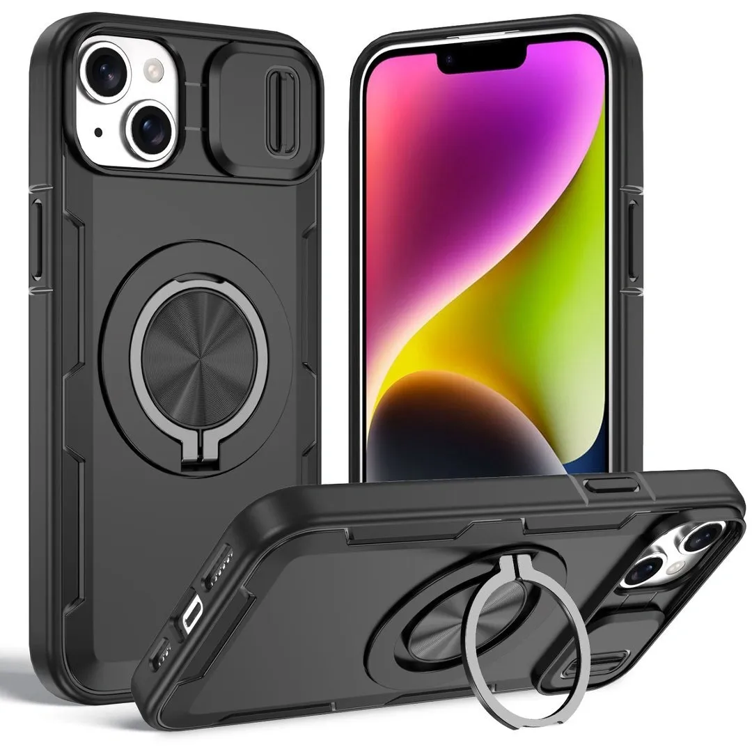 2-in-1 Magnetic Sliding Lens Case, Black for iPhone 14 Plus - Image 1