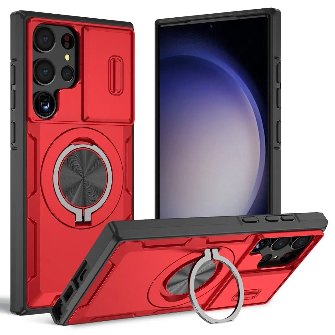 2-in-1 Magnetic Sliding Lens Case, Red for Samsung S23Ultra - Image 1