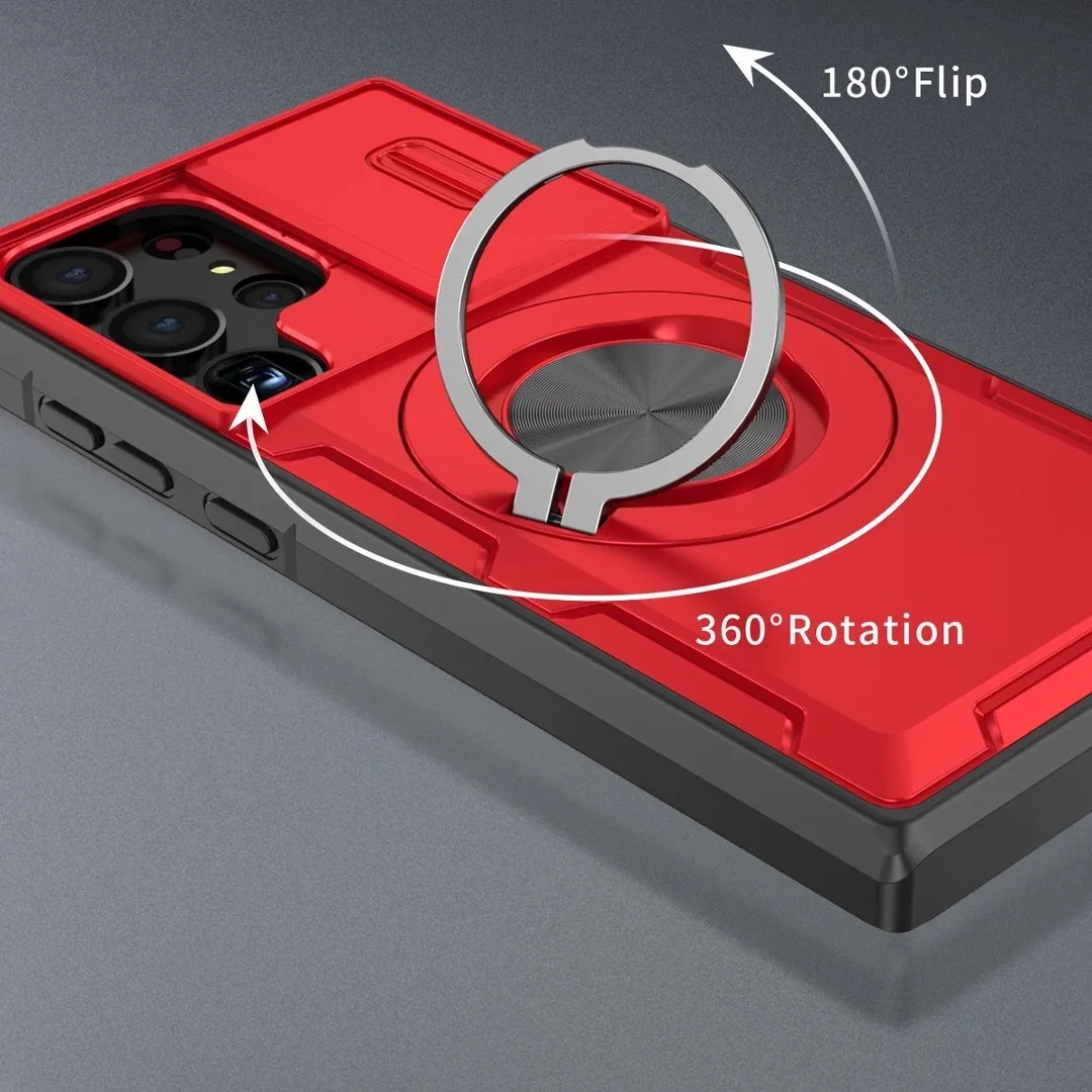 2-in-1 Magnetic Sliding Lens Case, Red for Samsung S23Ultra - Image 2
