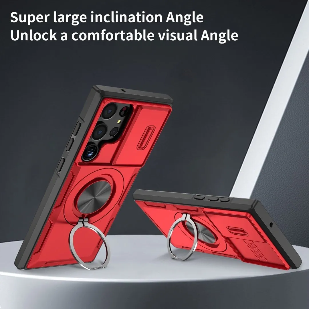 2-in-1 Magnetic Sliding Lens Case, Red for Samsung S23Ultra - Image 3