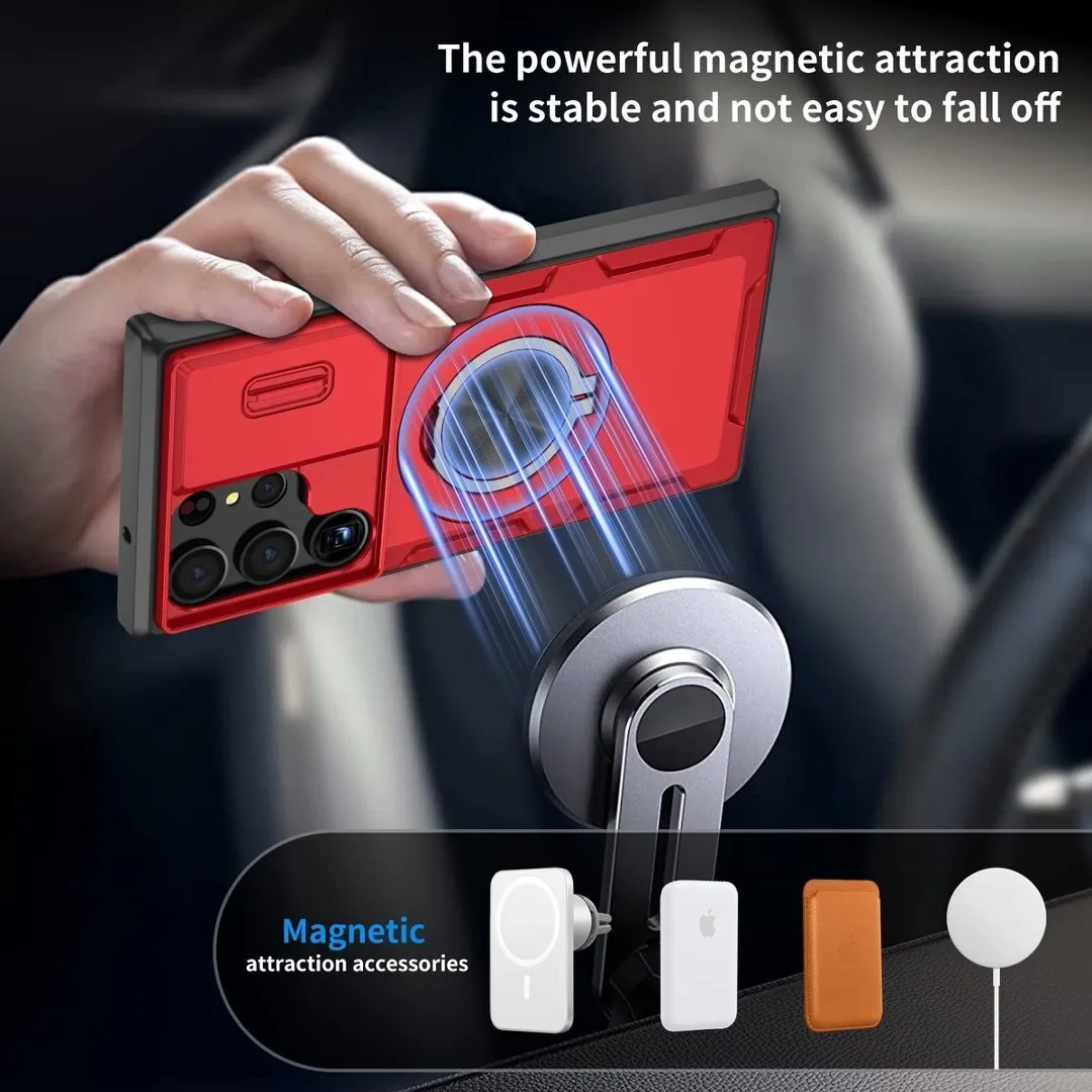 2-in-1 Magnetic Sliding Lens Case, Red for Samsung S23Ultra - Image 4
