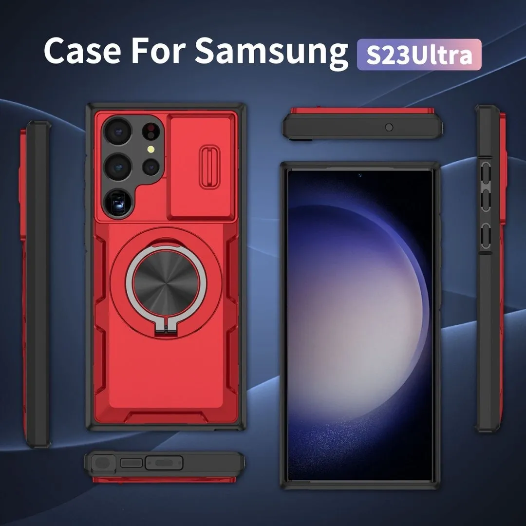 2-in-1 Magnetic Sliding Lens Case, Red for Samsung S23Ultra - Image 5
