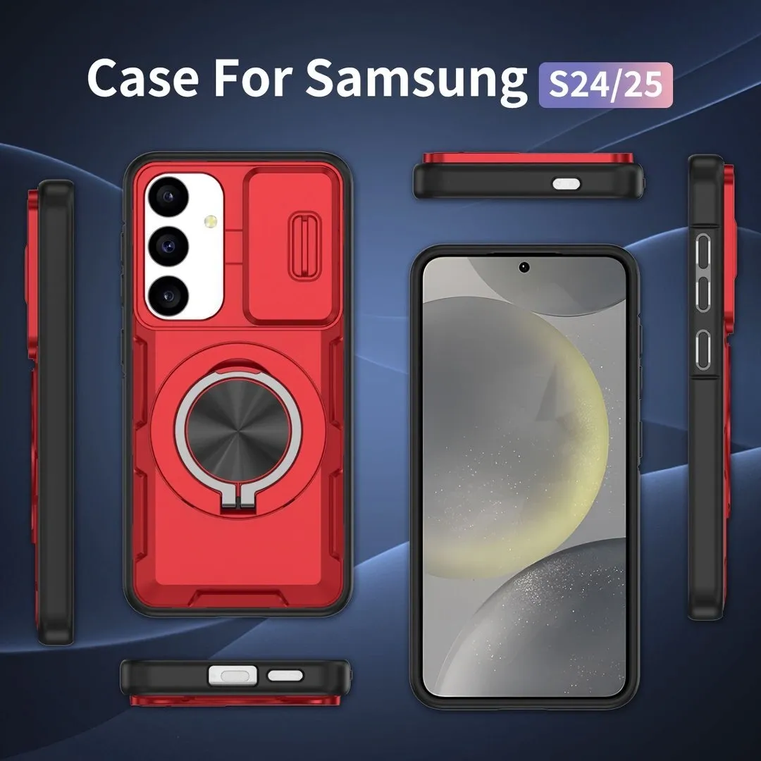 2-in-1 Magnetic Sliding Lens Case, Red for Samsung S24 - Image 5
