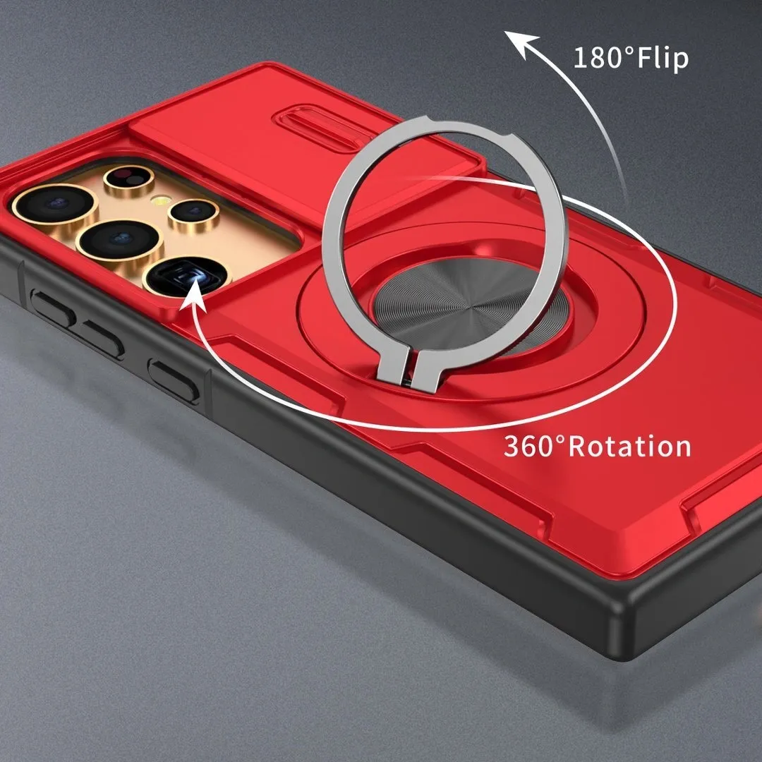 2-in-1 Magnetic Sliding Lens Case, Red for Samsung S24Ultra - Image 2