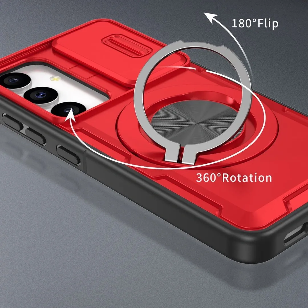 2-in-1 Magnetic Sliding Lens Case, Red for Samsung S25 - Image 2