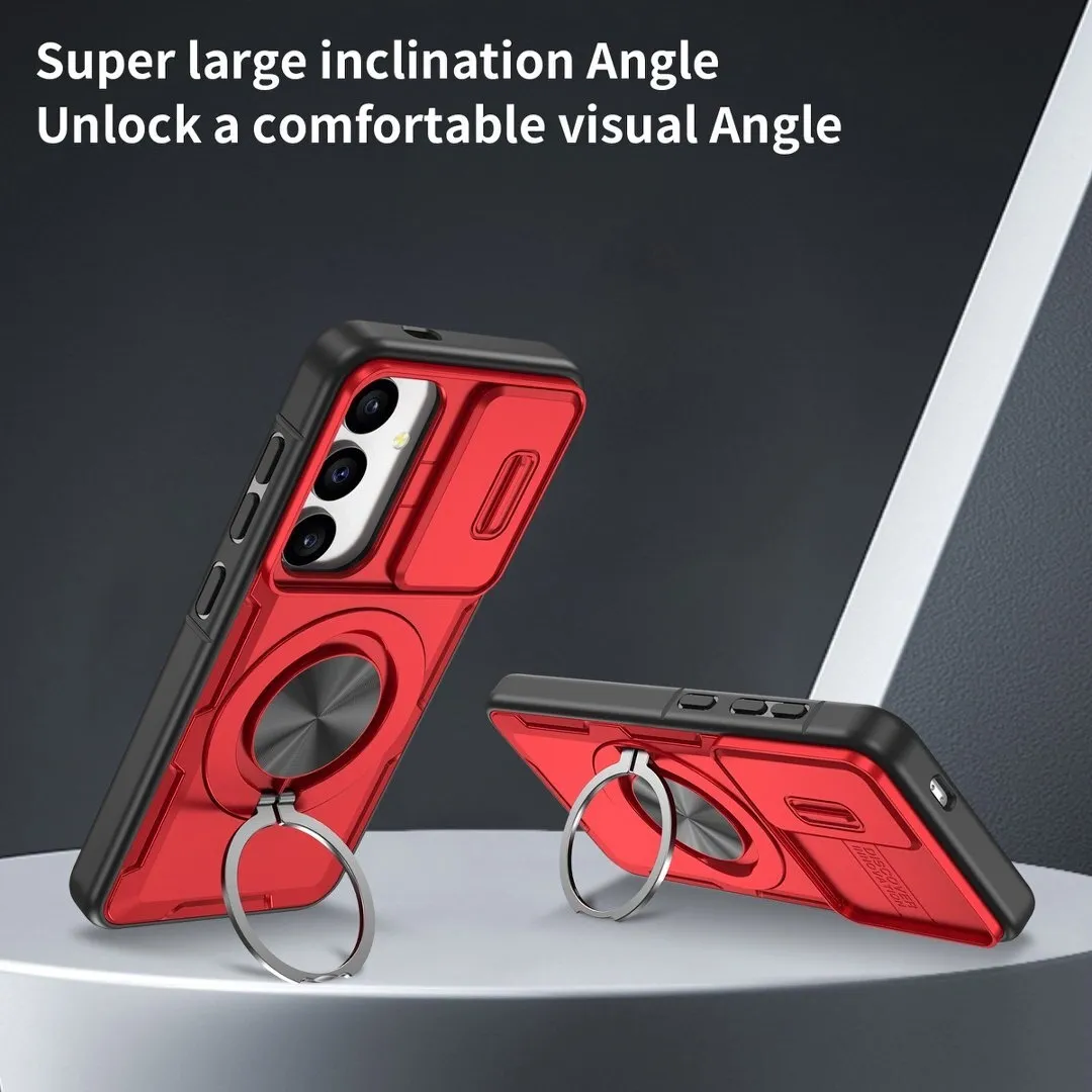 2-in-1 Magnetic Sliding Lens Case, Red for Samsung S25 - Image 3