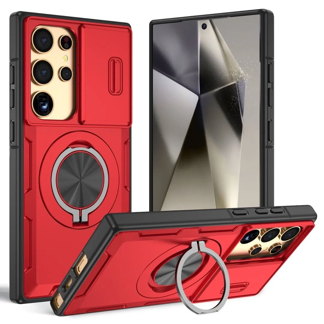 2-in-1 Magnetic Sliding Lens Case, Red for Samsung S25Ultra - Image 1
