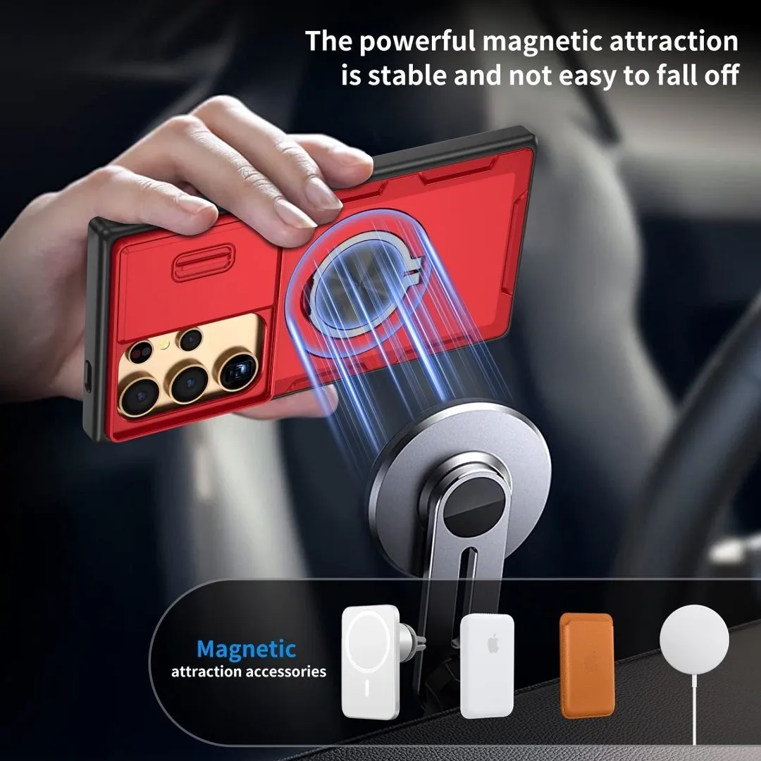 2-in-1 Magnetic Sliding Lens Case, Red for Samsung S25Ultra - Image 4