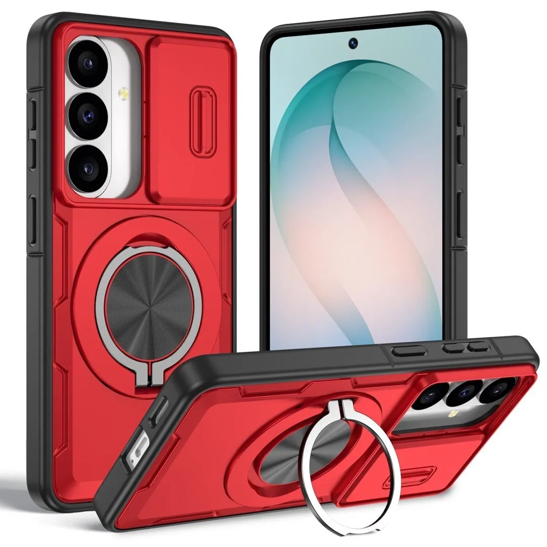 2-in-1 Magnetic Sliding Lens Case, Red for Samsung S26 - Image 1
