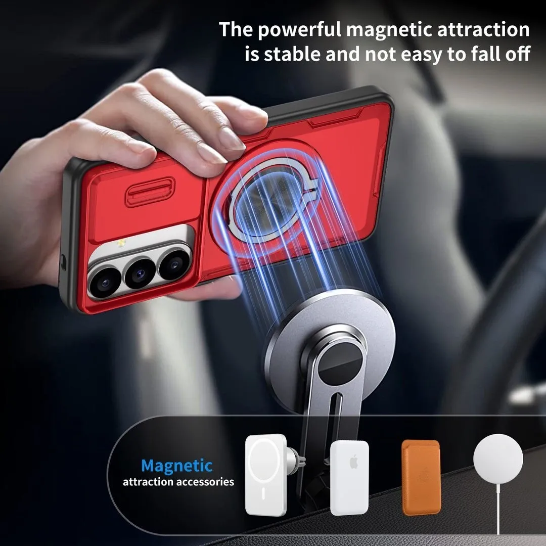 2-in-1 Magnetic Sliding Lens Case, Red for Samsung S26 - Image 4