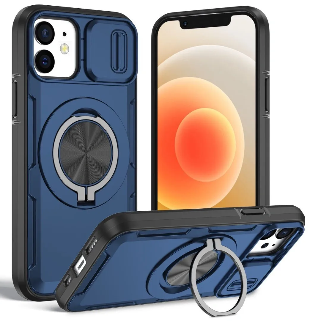 2-in-1 Magnetic Sliding Lens Case, Blue for iPhone 12 - Image 1