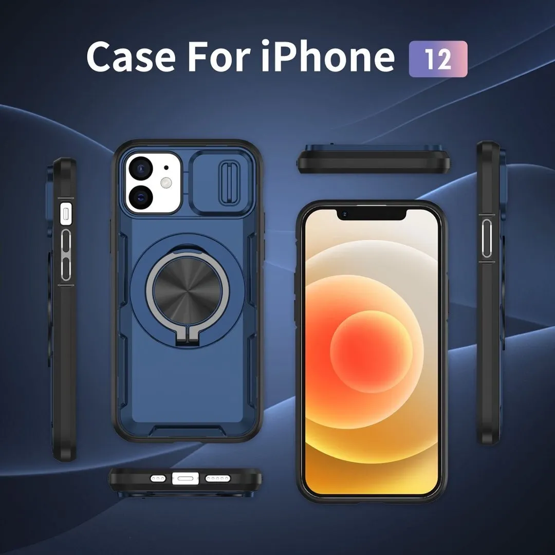 2-in-1 Magnetic Sliding Lens Case, Blue for iPhone 12 - Image 2