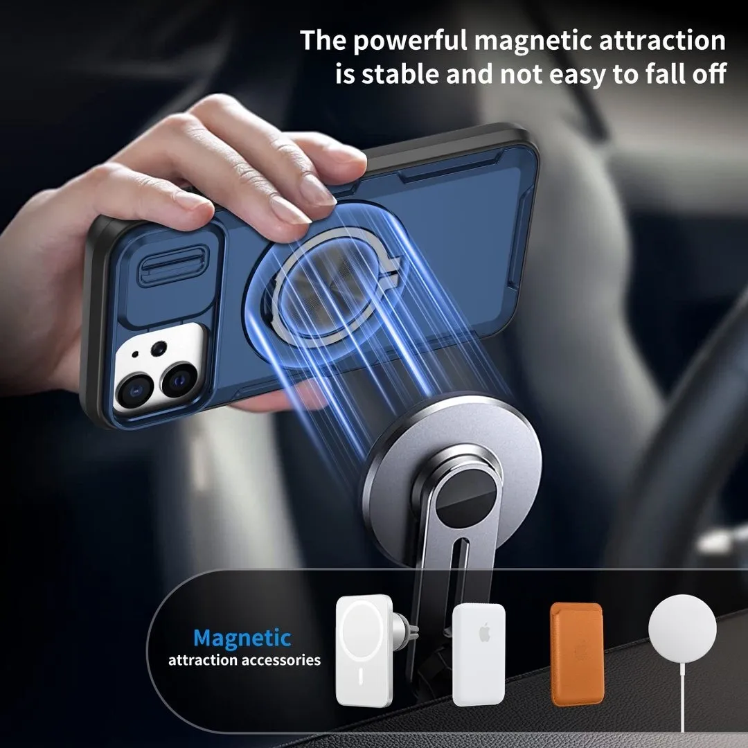 2-in-1 Magnetic Sliding Lens Case, Blue for iPhone 12 - Image 5