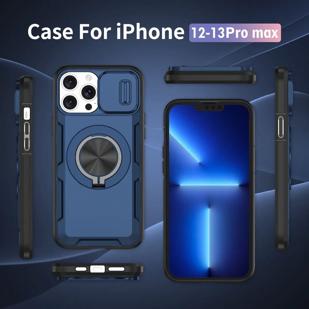 2-in-1 Magnetic Sliding Lens Case, Blue for iPhone 12 Pro - Image 2