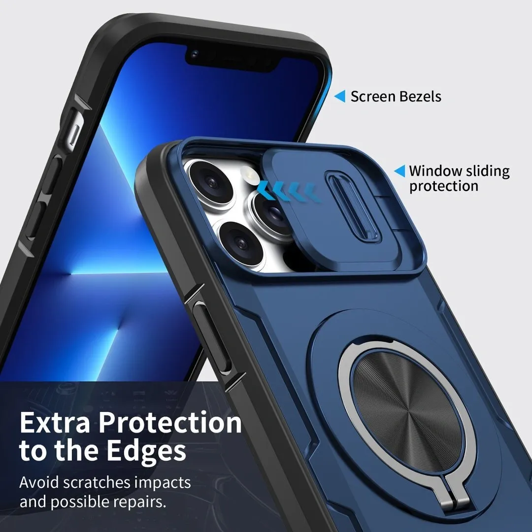 2-in-1 Magnetic Sliding Lens Case, Blue for iPhone 13 - Image 4