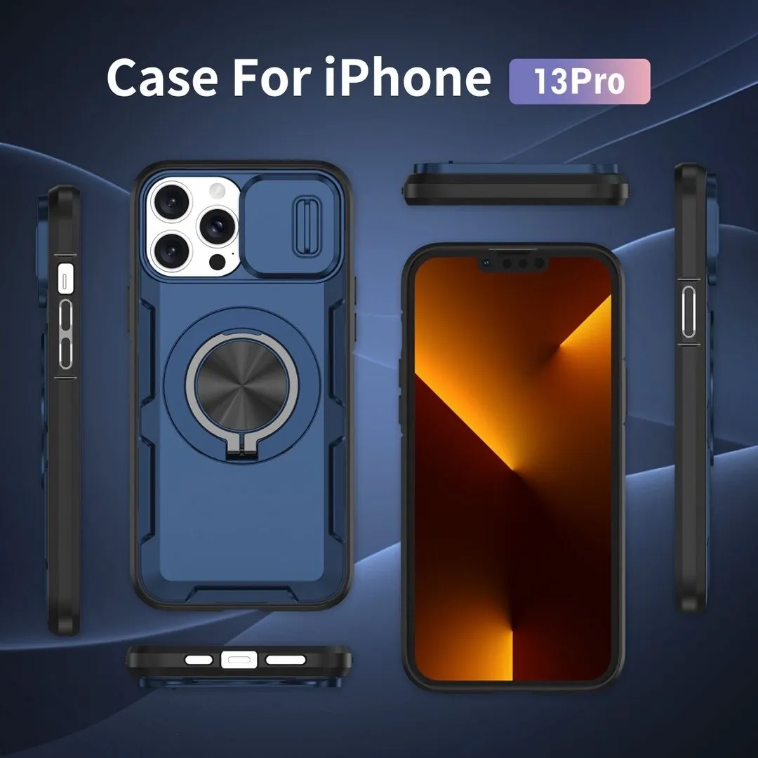 2-in-1 Magnetic Sliding Lens Case, Blue for iPhone 13 Pro - Image 2