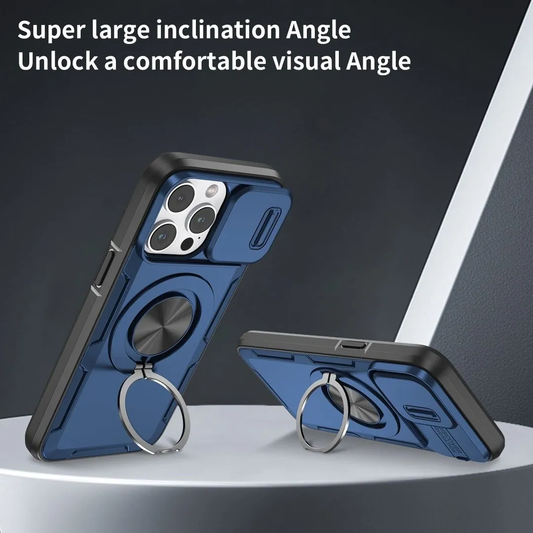Red Warrior 2-in-1 Magnetic Sliding Lens Case blue for iPhone 14 Pro Max - Image 2