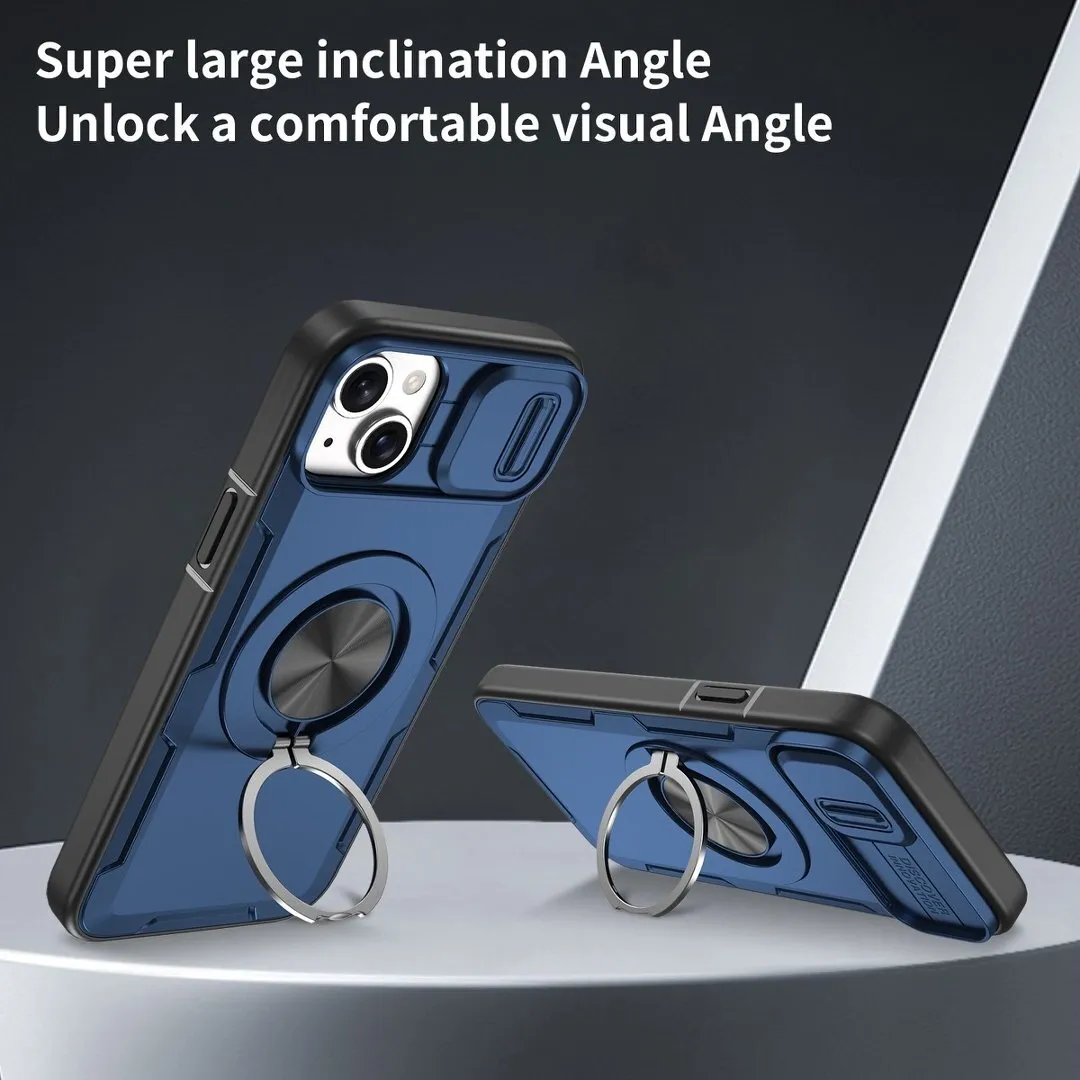 2-in-1 Magnetic Sliding Lens Case, Blue for iPhone 15 Plus - Image 2