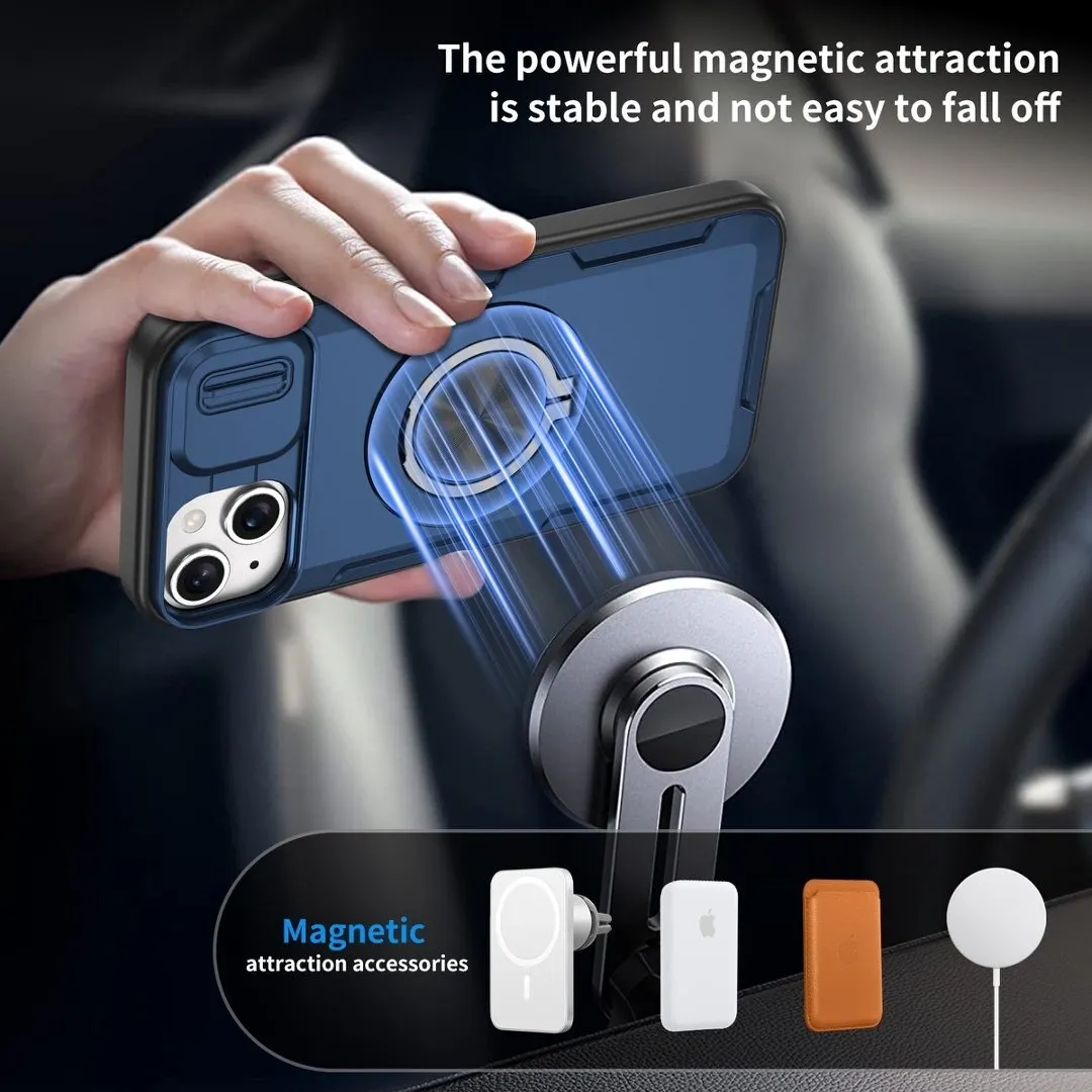 2-in-1 Magnetic Sliding Lens Case, Blue for iPhone 15 Plus - Image 3