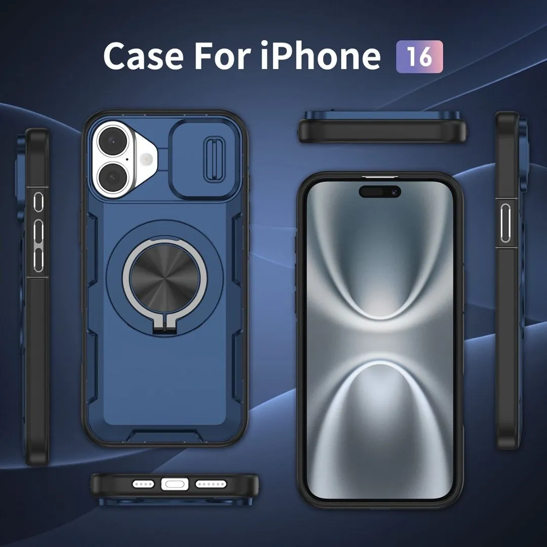 2-in-1 Magnetic Sliding Lens Case, Blue for iPhone 16 - Image 4