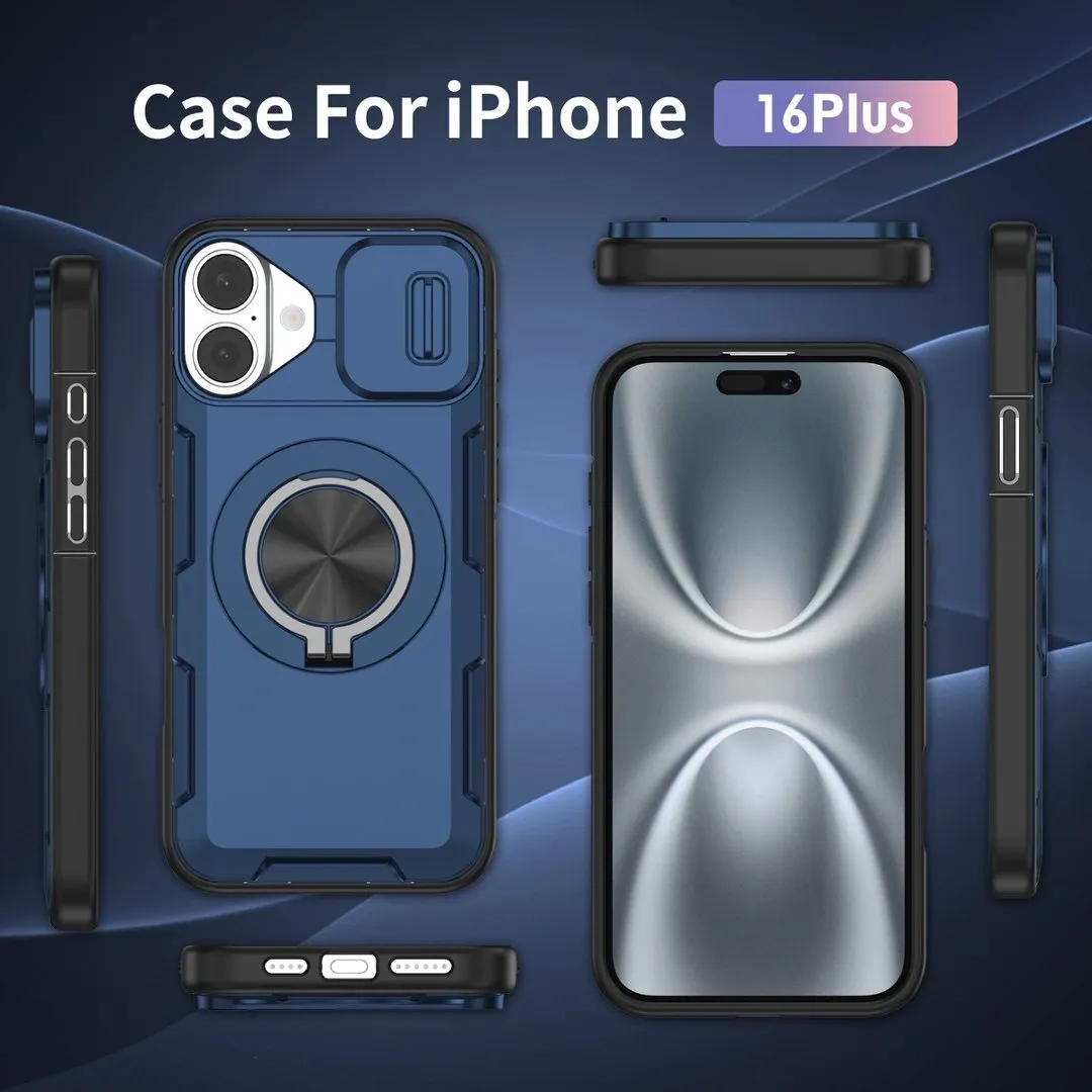 2-in-1 Magnetic Sliding Lens Case, Blue for iPhone 16 Plus - Image 4
