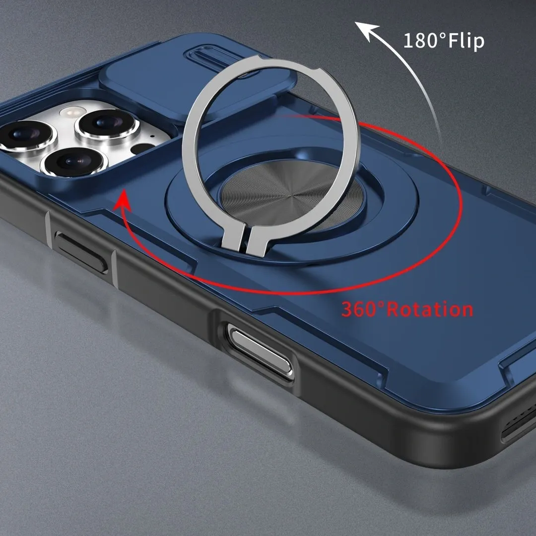 2-in-1 Magnetic Sliding Lens Case, Blue for iPhone 16 Pro Max - Image 2