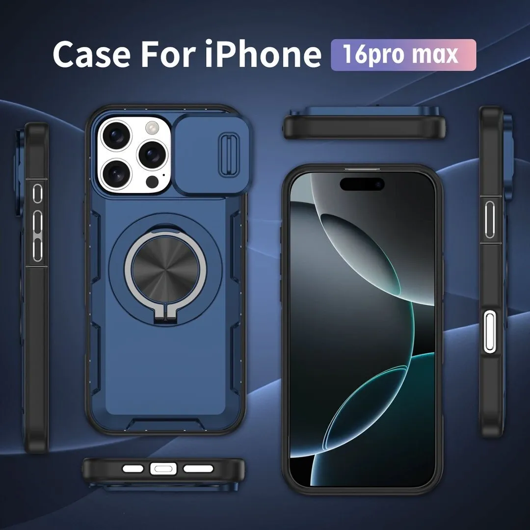 2-in-1 Magnetic Sliding Lens Case, Blue for iPhone 16 Pro Max - Image 5