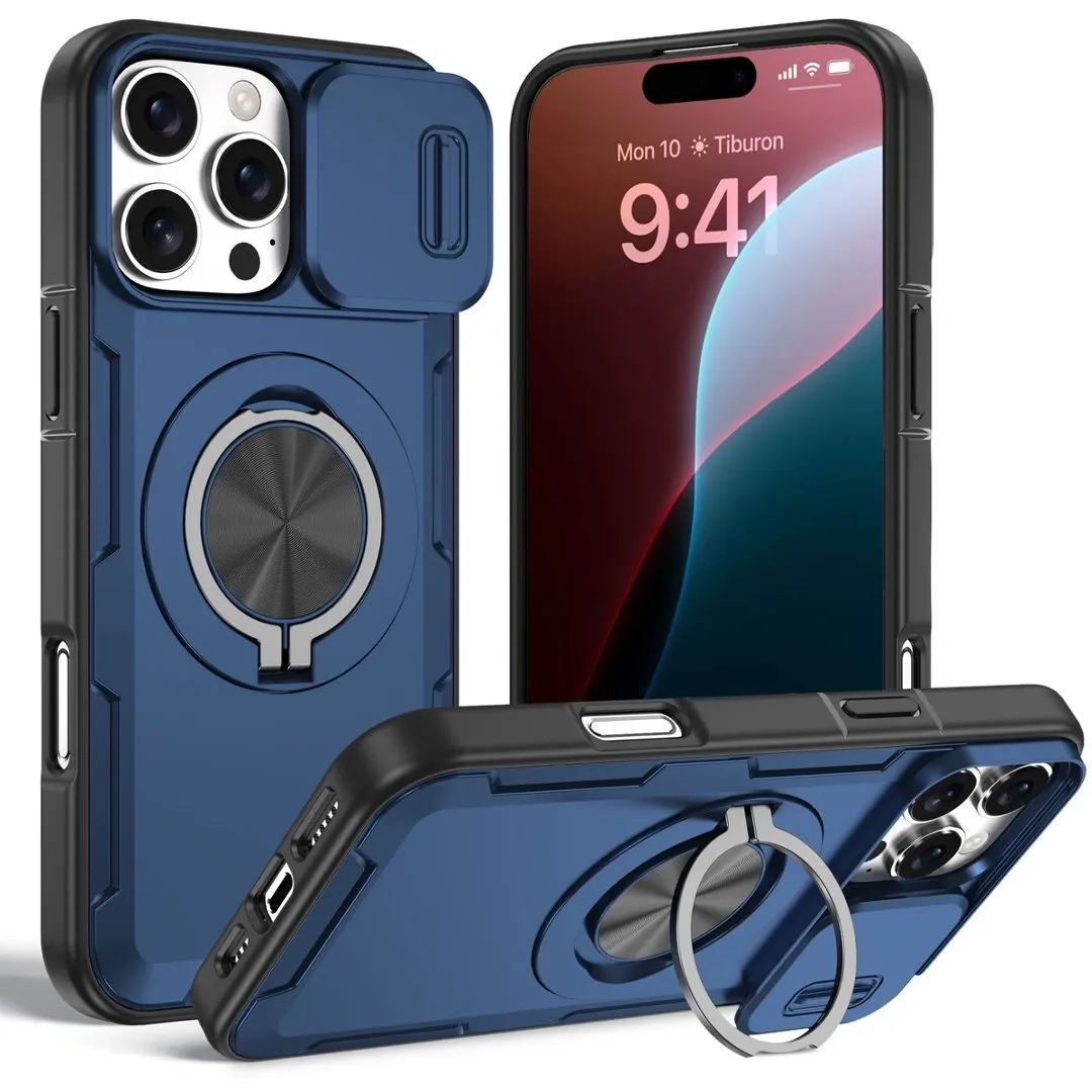 2-in-1 Magnetic Sliding Lens Case, Blue for iPhone 16 Pro - Image 1