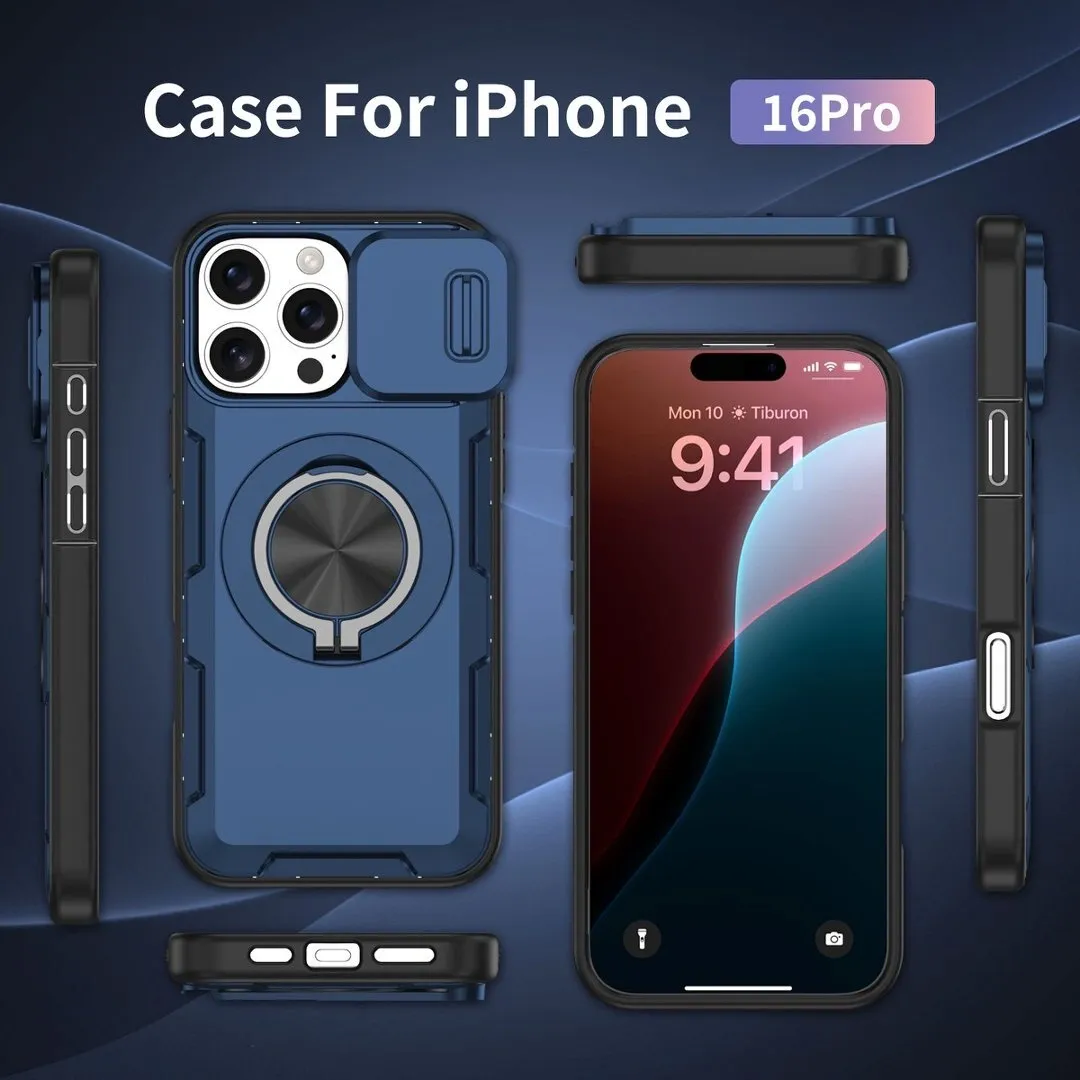 2-in-1 Magnetic Sliding Lens Case, Blue for iPhone 16 Pro - Image 5