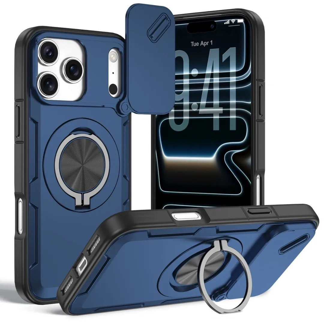 2-in-1 Magnetic Sliding Lens Case, Blue for iPhone 17 Pro - Image 1