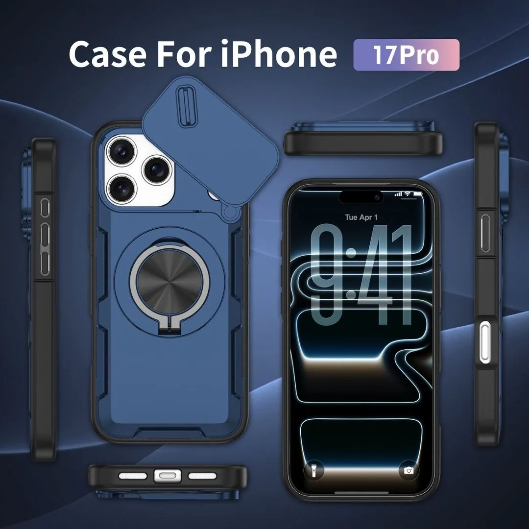 2-in-1 Magnetic Sliding Lens Case, Blue for iPhone 17 Pro - Image 5