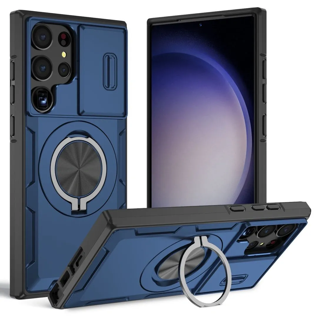 2-in-1 Magnetic Sliding Lens Case, Blue for  Samsung S23Ultra - Image 1