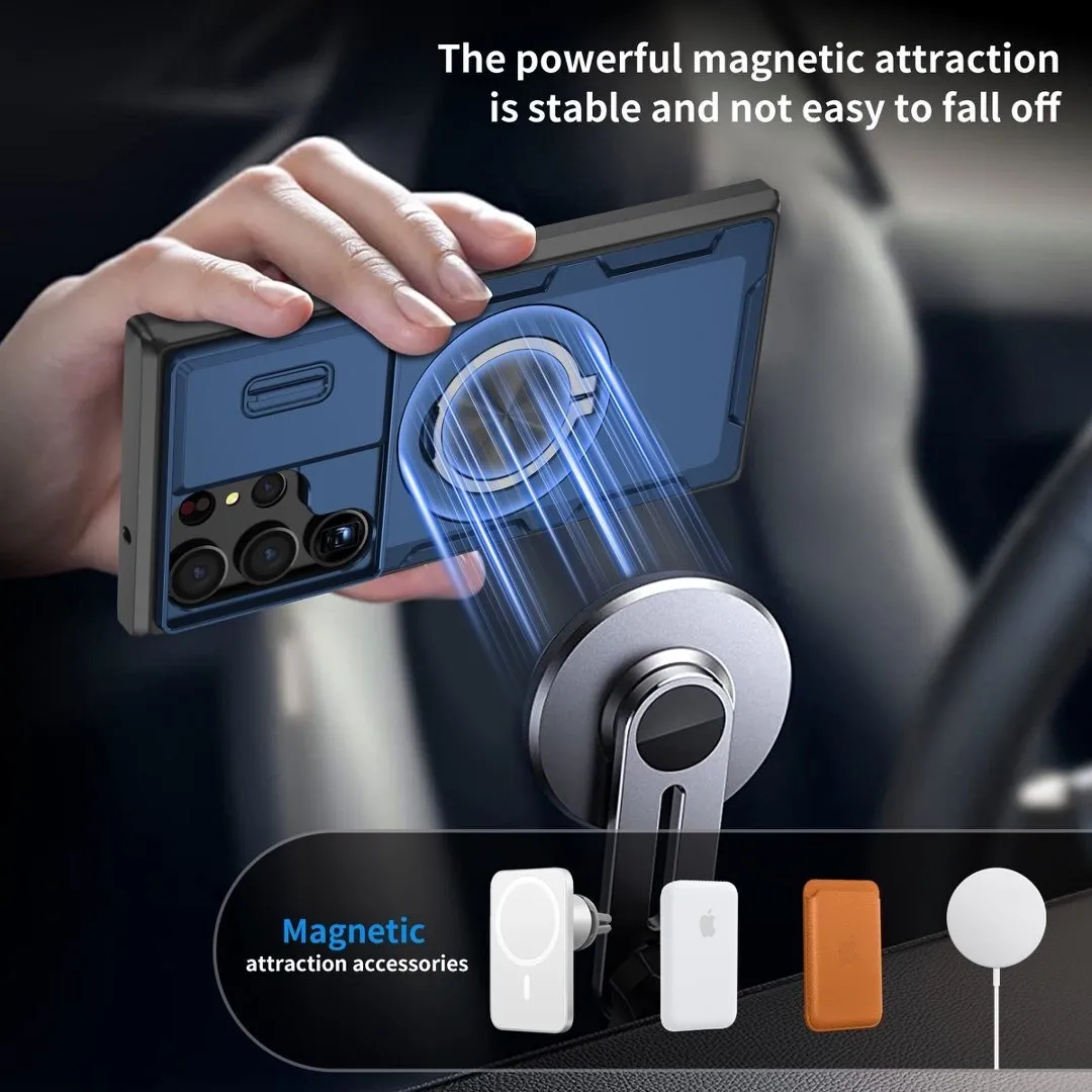 2-in-1 Magnetic Sliding Lens Case, Blue for  Samsung S23Ultra - Image 4