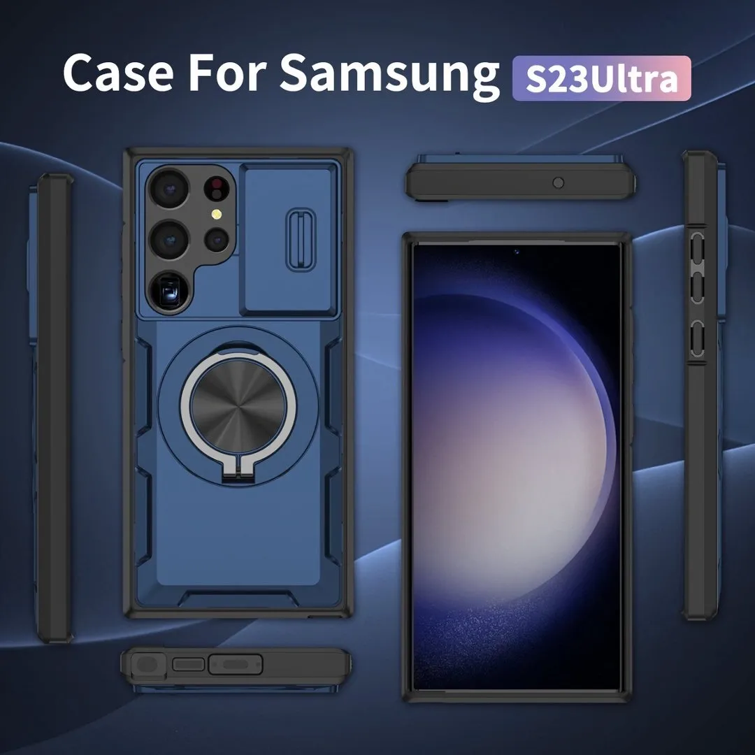 2-in-1 Magnetic Sliding Lens Case, Blue for  Samsung S23Ultra - Image 5