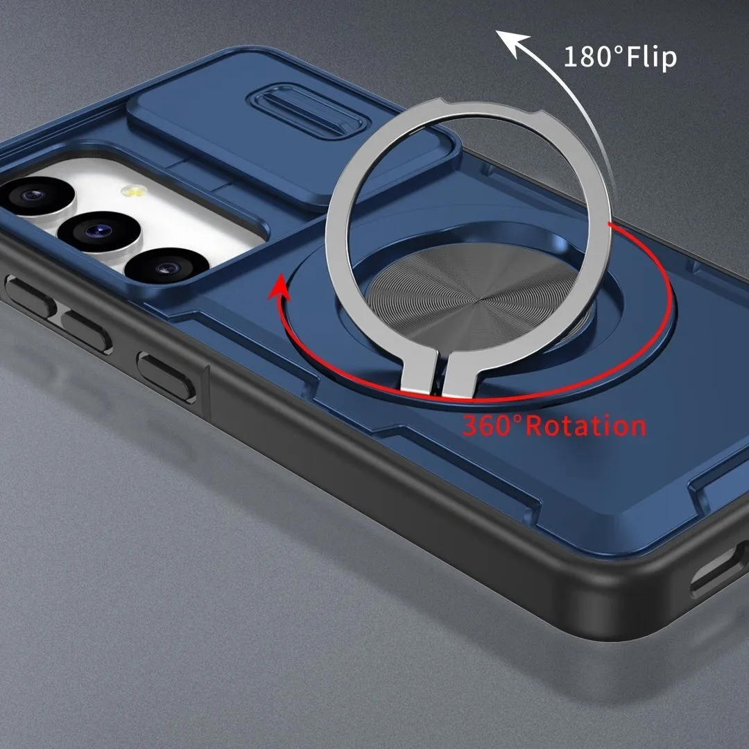 2-in-1 Magnetic Sliding Lens Case, Blue for  Samsung S24 - Image 2