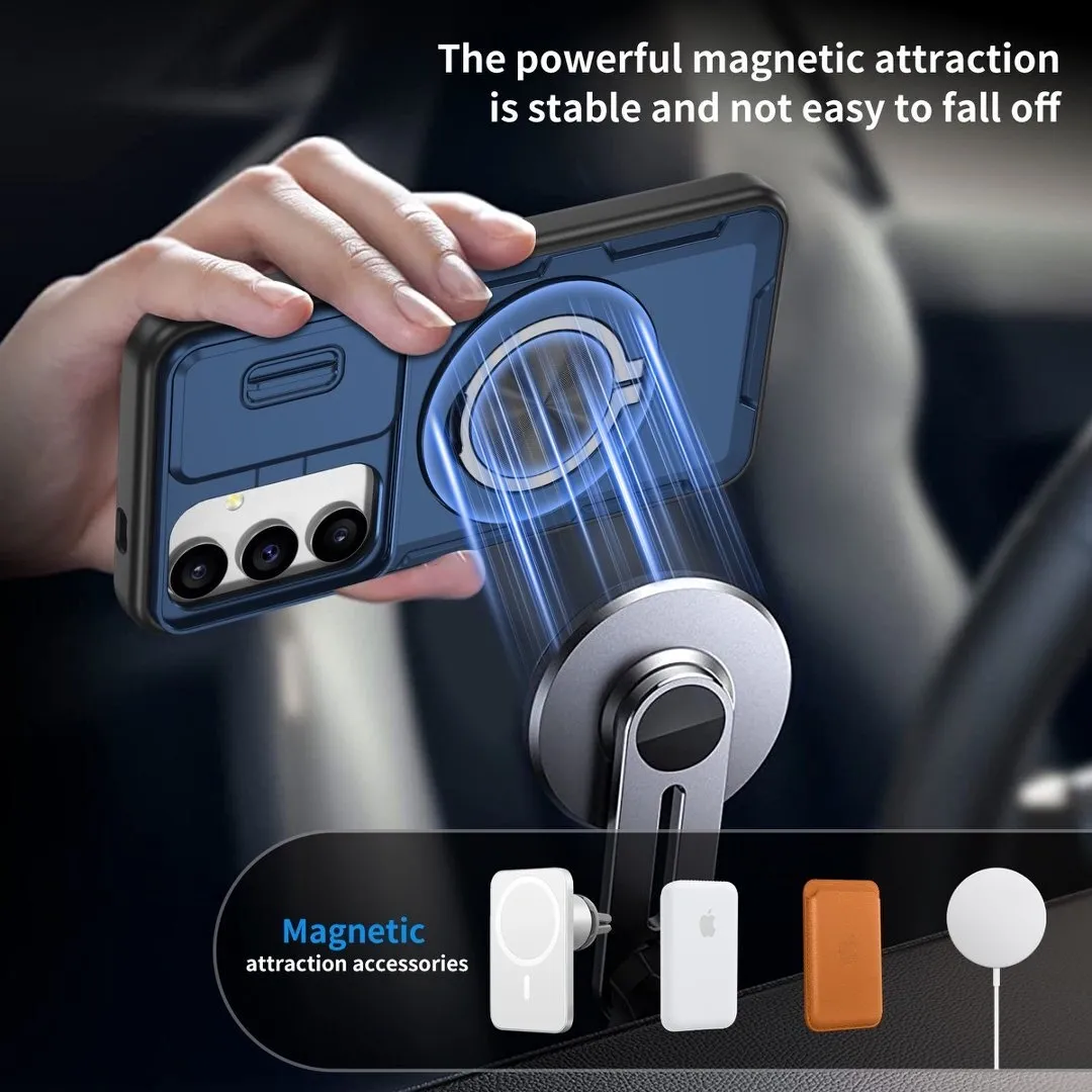 2-in-1 Magnetic Sliding Lens Case, Blue for  Samsung S24 - Image 4