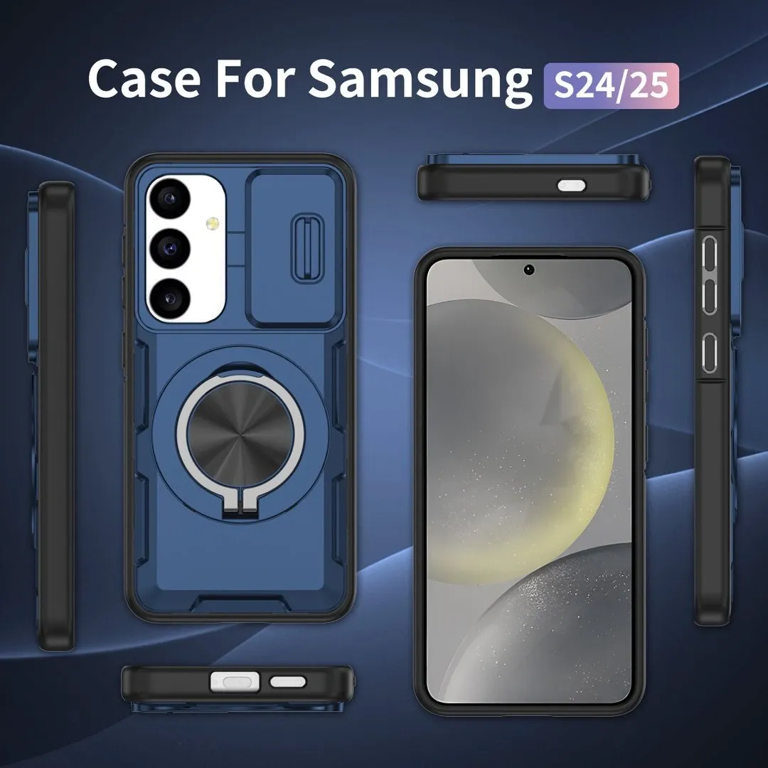 2-in-1 Magnetic Sliding Lens Case, Blue for  Samsung S24 - Image 5