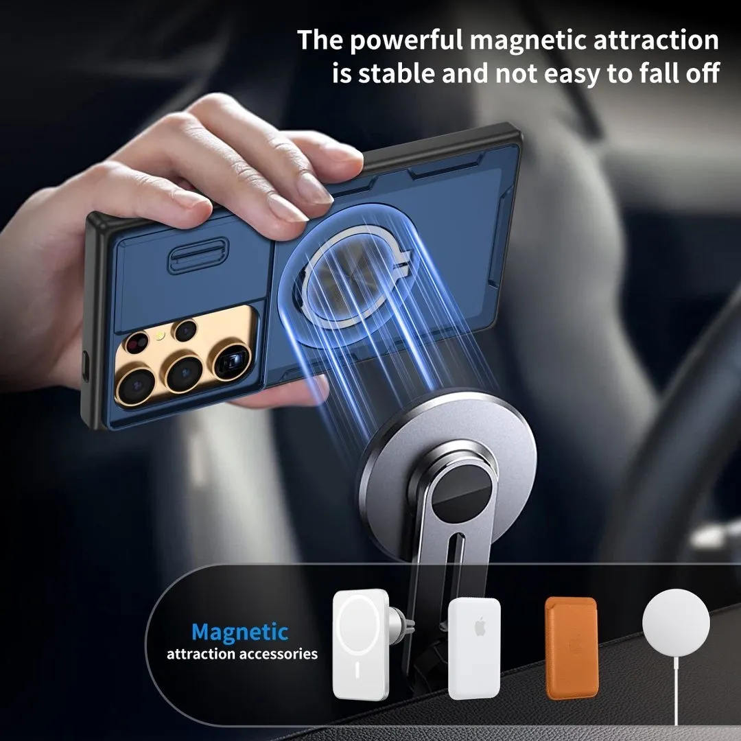 2-in-1 Magnetic Sliding Lens Case, Blue for  Samsung S24Ultra - Image 4
