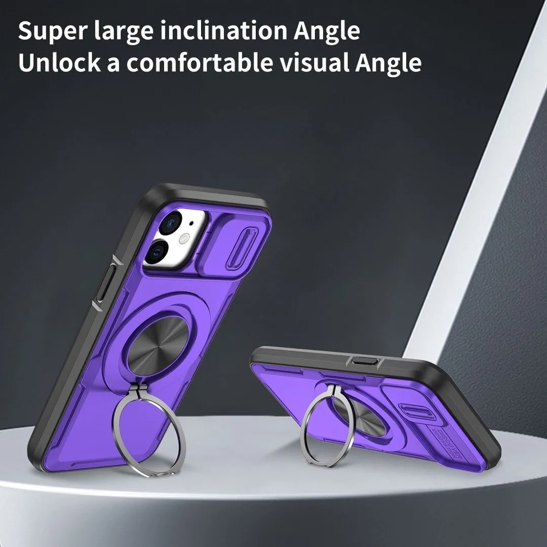 2-in-1 Magnetic Sliding Lens Case, Purple for iPhone 12 - Image 4