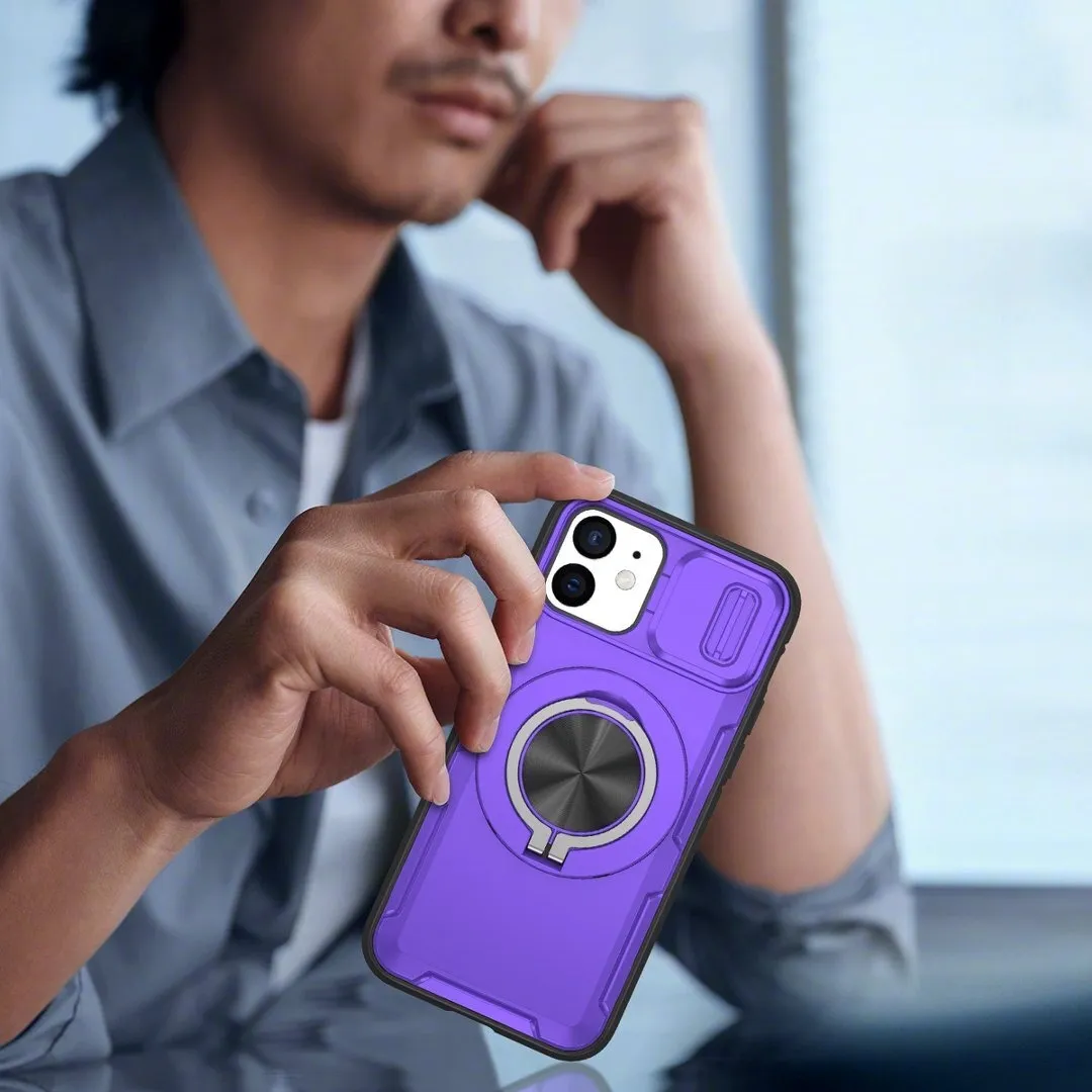 2-in-1 Magnetic Sliding Lens Case, Purple for iPhone 12 - Image 5