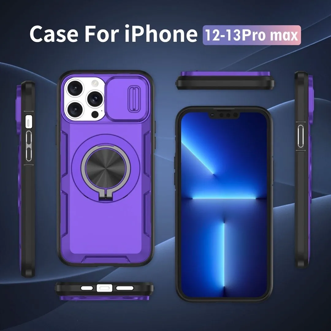 2-in-1 Magnetic Sliding Lens Case, Purple for iPhone 13 Pro Max - Image 2
