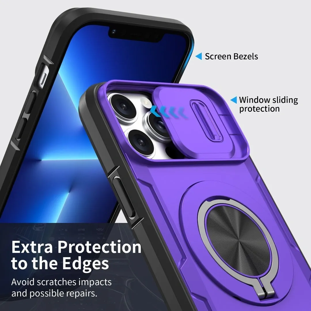 2-in-1 Magnetic Sliding Lens Case, Purple for iPhone 13 Pro - Image 4