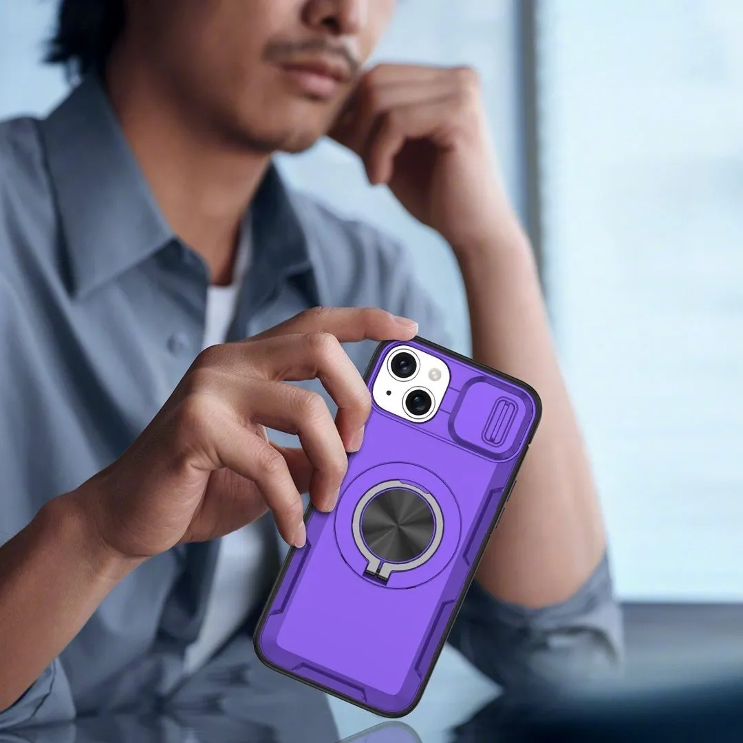 2-in-1 Magnetic Sliding Lens Case, Purple for iPhone 14 - Image 5