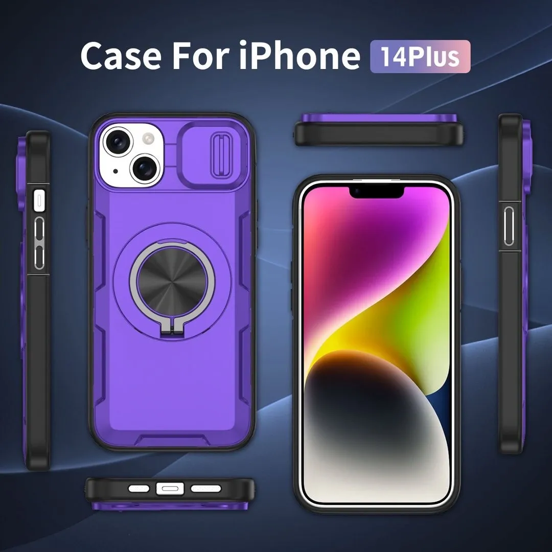 2-in-1 Magnetic Sliding Lens Case, Purple for iPhone 14 Plus - Image 4