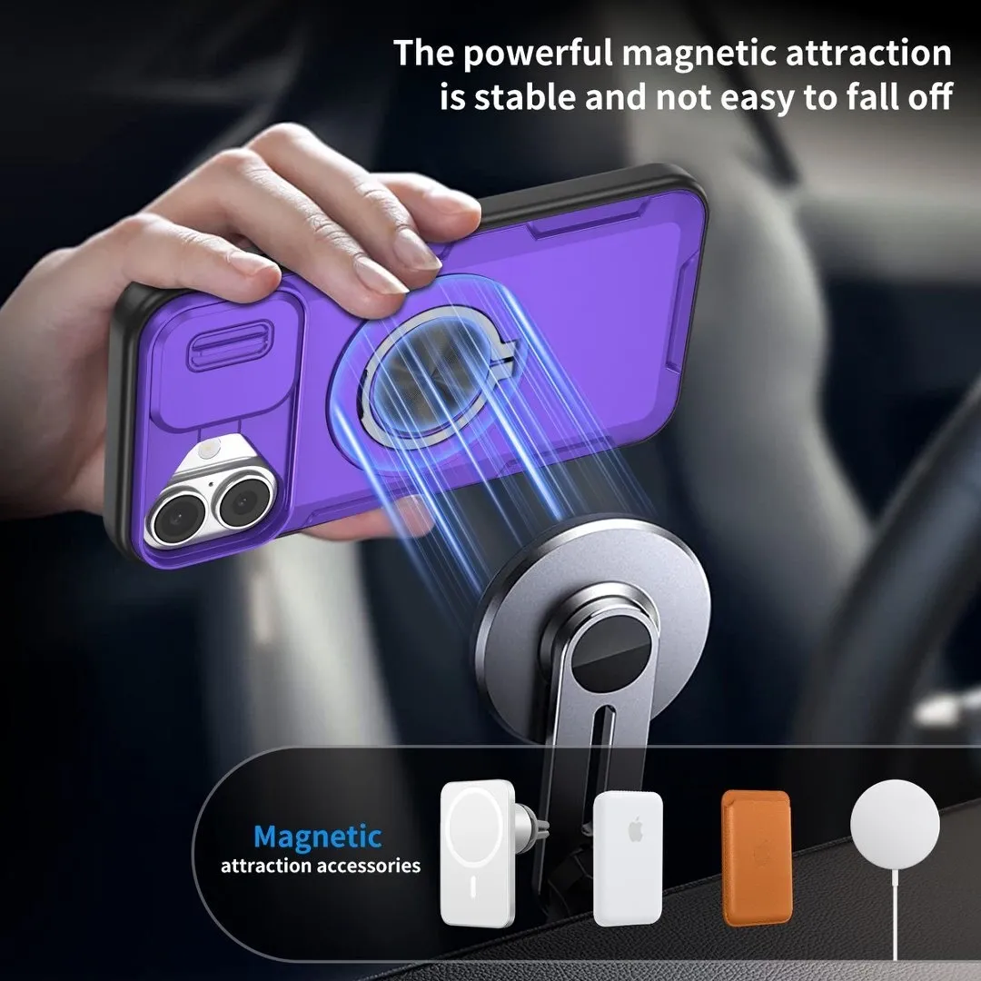 Red Warrior 2-in-1 Magnetic Sliding Lens Case Purple for iPhone 16 - Image 3