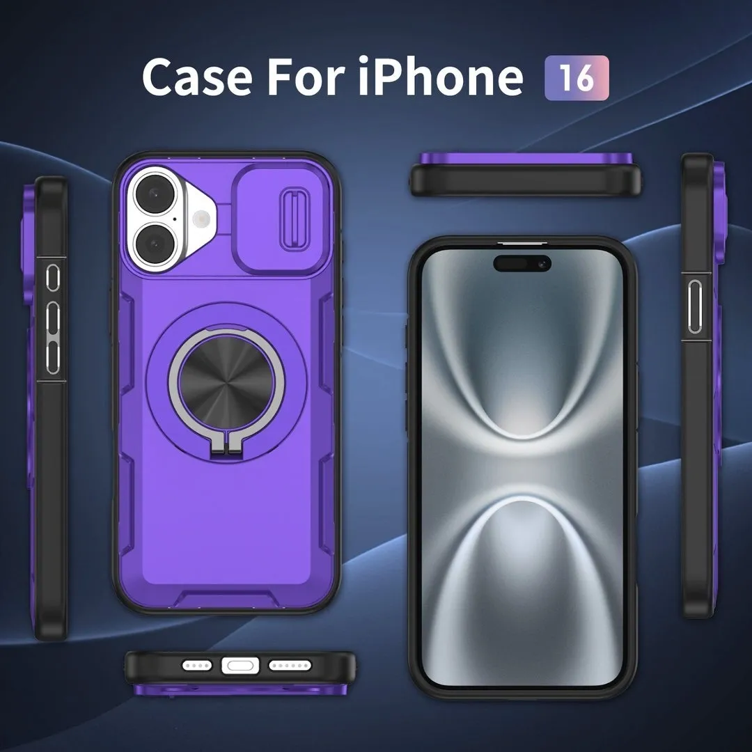 Red Warrior 2-in-1 Magnetic Sliding Lens Case Purple for iPhone 16 - Image 4