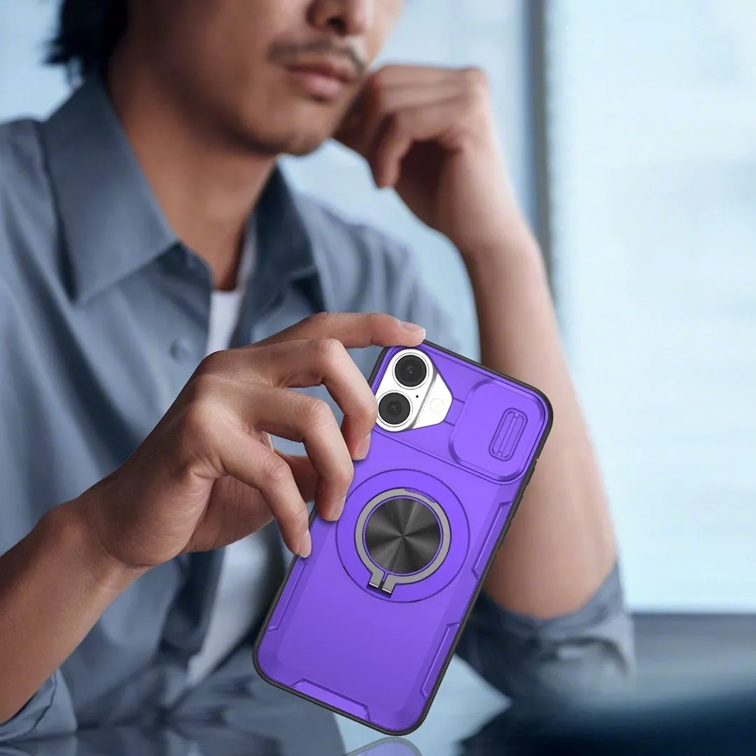 Red Warrior 2-in-1 Magnetic Sliding Lens Case Purple for iPhone 16 - Image 5